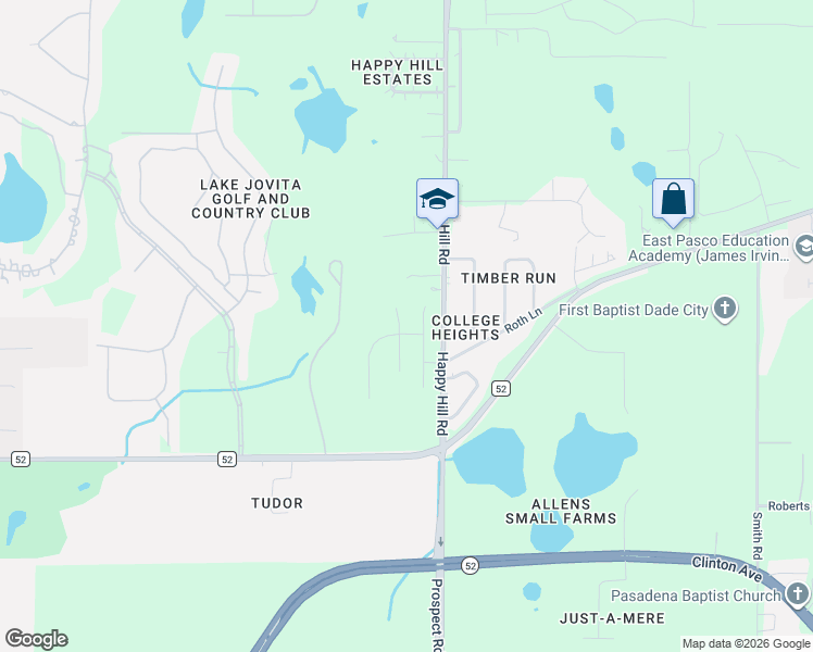 map of restaurants, bars, coffee shops, grocery stores, and more near 12562 Hourglass Way in Dade City