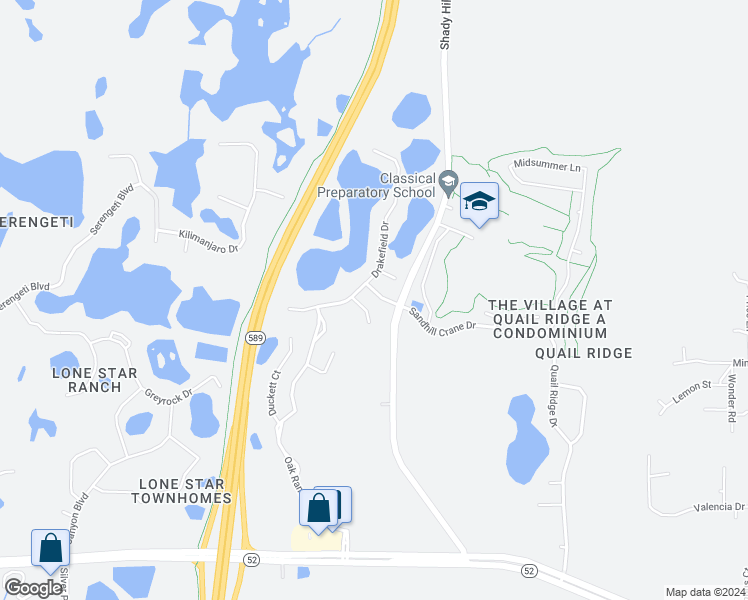 map of restaurants, bars, coffee shops, grocery stores, and more near 16324 Dinsdale Drive in Spring Hill