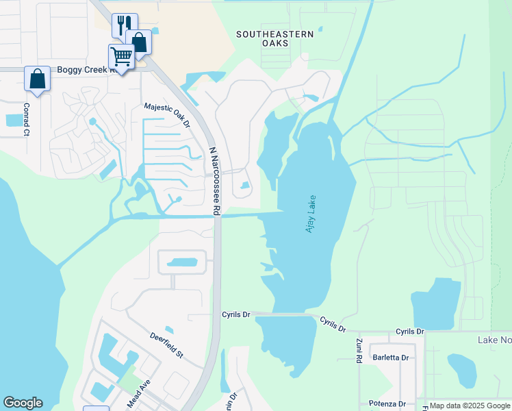map of restaurants, bars, coffee shops, grocery stores, and more near 3162 Lake Breeze Circle in St. Cloud
