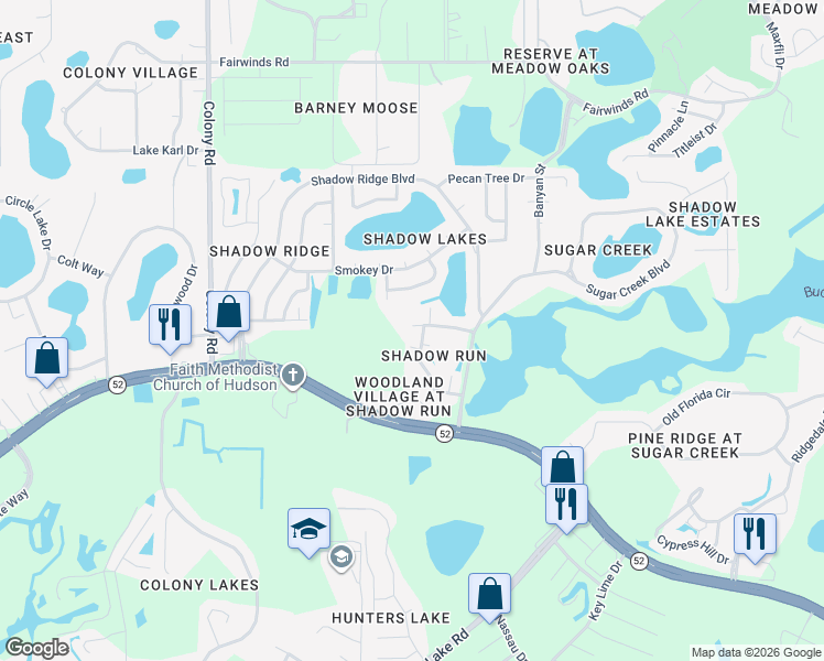 map of restaurants, bars, coffee shops, grocery stores, and more near 12432 Knollbrook Lane in Hudson