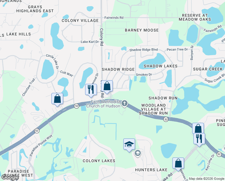 map of restaurants, bars, coffee shops, grocery stores, and more near 12036 Country Cove Avenue in Hudson
