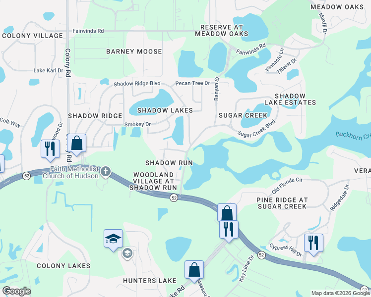 map of restaurants, bars, coffee shops, grocery stores, and more near 12605 Knollbrook Lane in Hudson