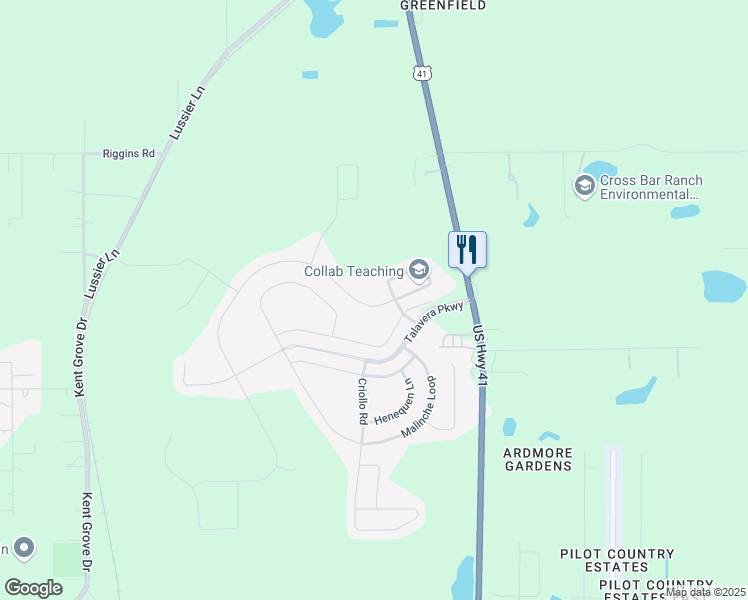 map of restaurants, bars, coffee shops, grocery stores, and more near 18741 Cortes Creek Boulevard in Spring Hill