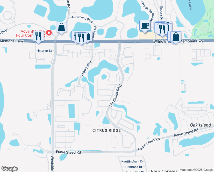 map of restaurants, bars, coffee shops, grocery stores, and more near 8820 Kensington Court in Kissimmee
