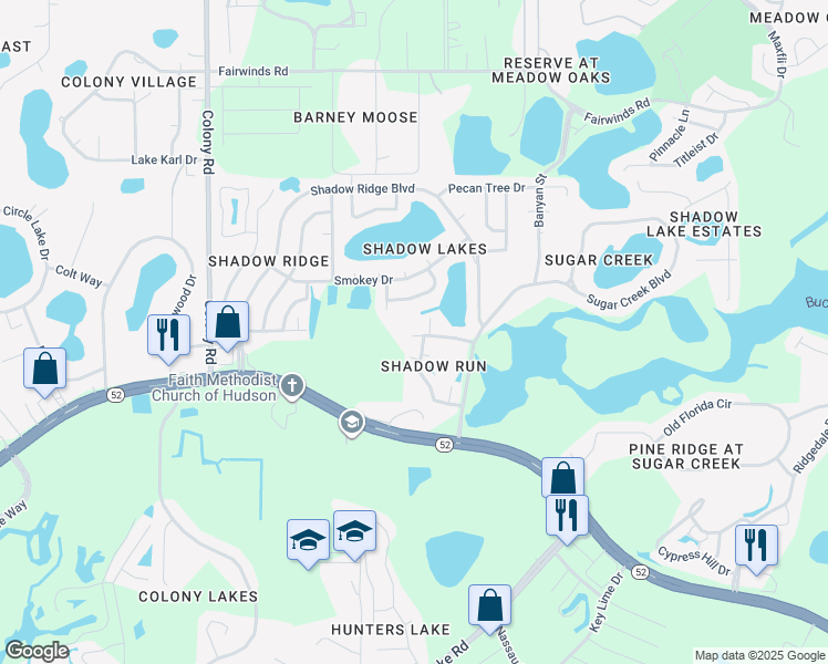 map of restaurants, bars, coffee shops, grocery stores, and more near 12435 Knollbrook Lane in Hudson