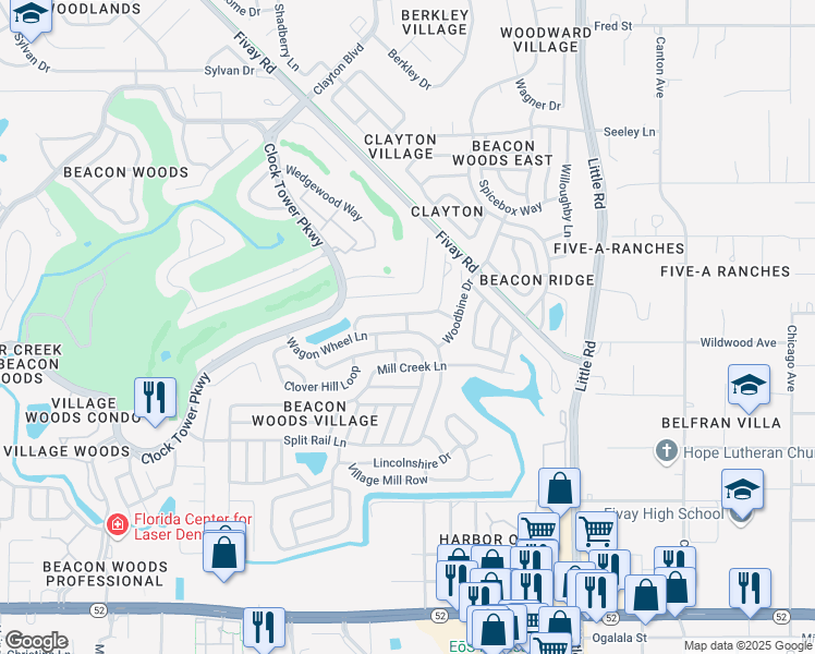 map of restaurants, bars, coffee shops, grocery stores, and more near 8515 Arrowhead Row in Bayonet Point