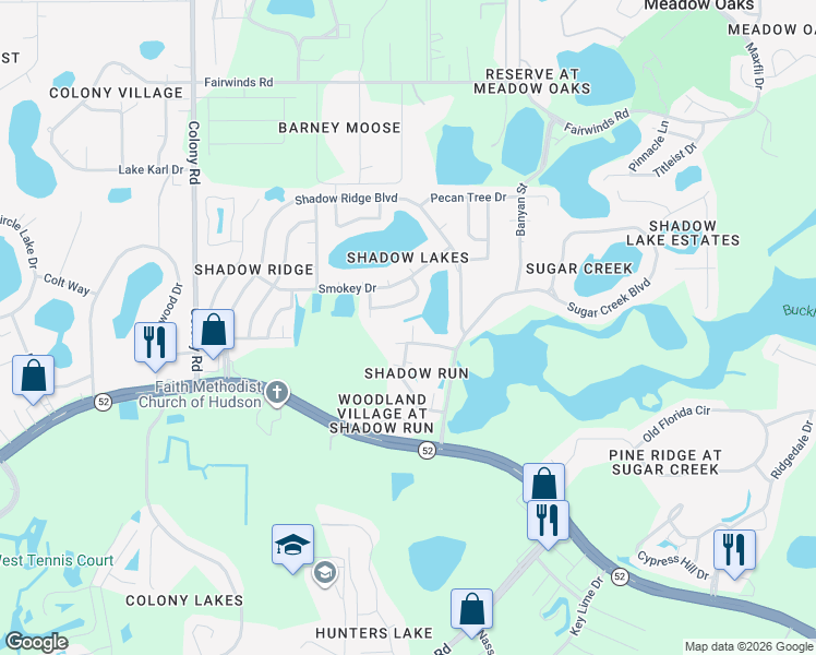 map of restaurants, bars, coffee shops, grocery stores, and more near 12627 Cherrydale Lane in Hudson