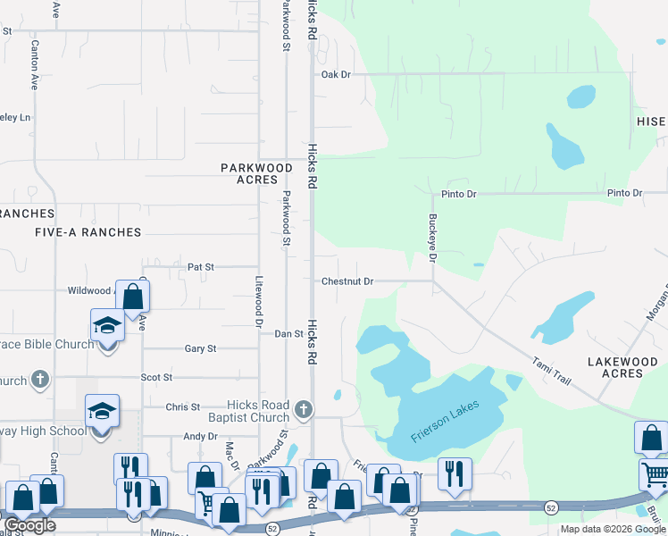 map of restaurants, bars, coffee shops, grocery stores, and more near 10025 Chestnut Drive in Hudson