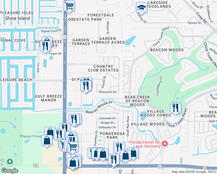 map of restaurants, bars, coffee shops, grocery stores, and more near 7407 Princeton Drive in Hudson