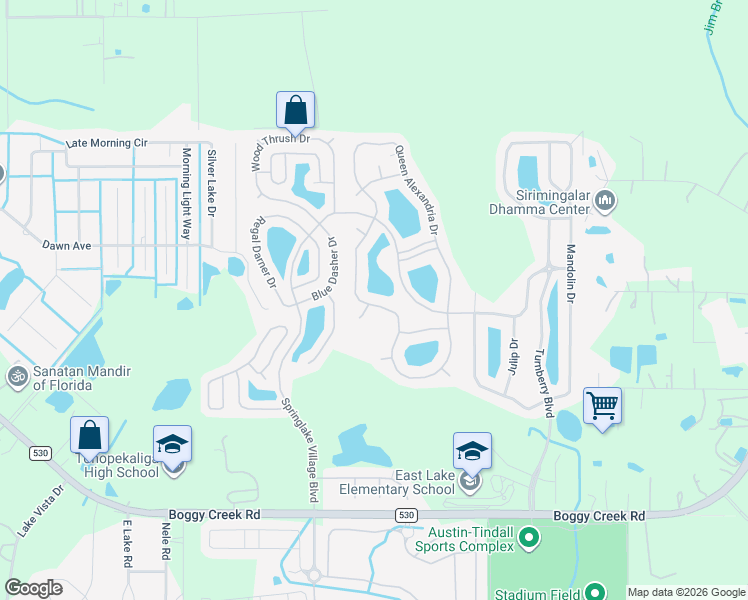 map of restaurants, bars, coffee shops, grocery stores, and more near 3136 Dasha Palm Drive in Kissimmee