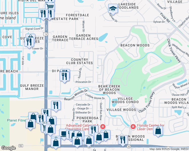 map of restaurants, bars, coffee shops, grocery stores, and more near 12702 College Hill Drive in Hudson
