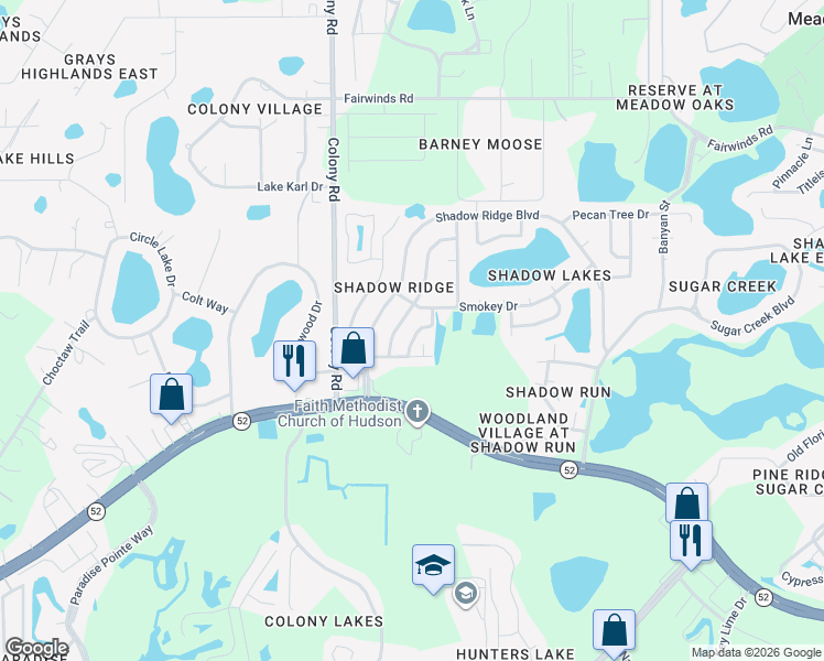 map of restaurants, bars, coffee shops, grocery stores, and more near 12701 Skipper Lane in Hudson