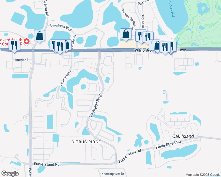 map of restaurants, bars, coffee shops, grocery stores, and more near 3131 Britannia Boulevard in Kissimmee