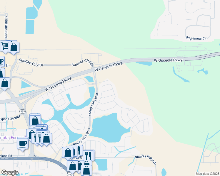 map of restaurants, bars, coffee shops, grocery stores, and more near 4643 Fairy Tale Circle in Kissimmee
