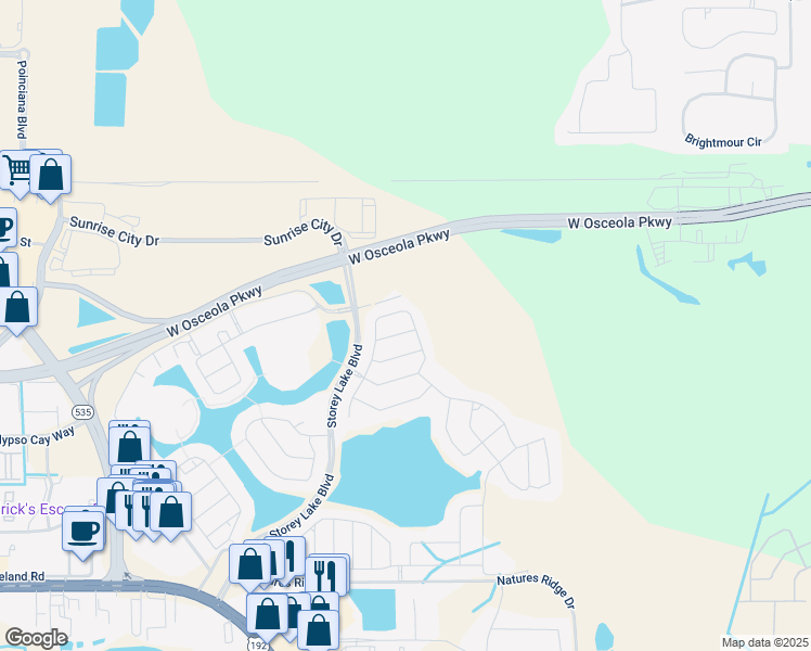 map of restaurants, bars, coffee shops, grocery stores, and more near 4643 Fairy Tale Circle in Kissimmee