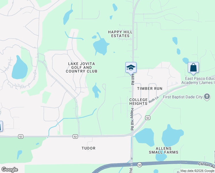 map of restaurants, bars, coffee shops, grocery stores, and more near 12735 Eastpointe Drive in Dade City