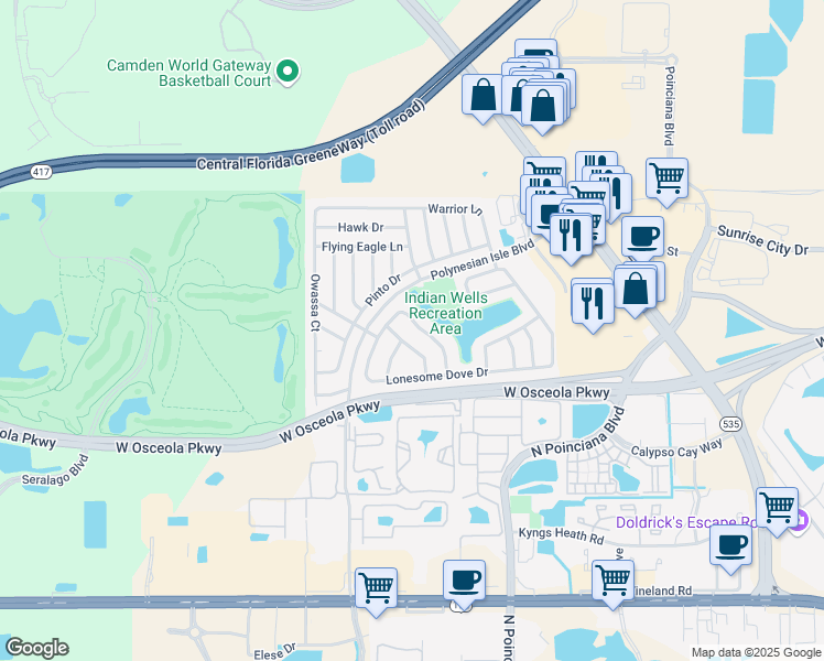 map of restaurants, bars, coffee shops, grocery stores, and more near 3144 Bear Path in Kissimmee