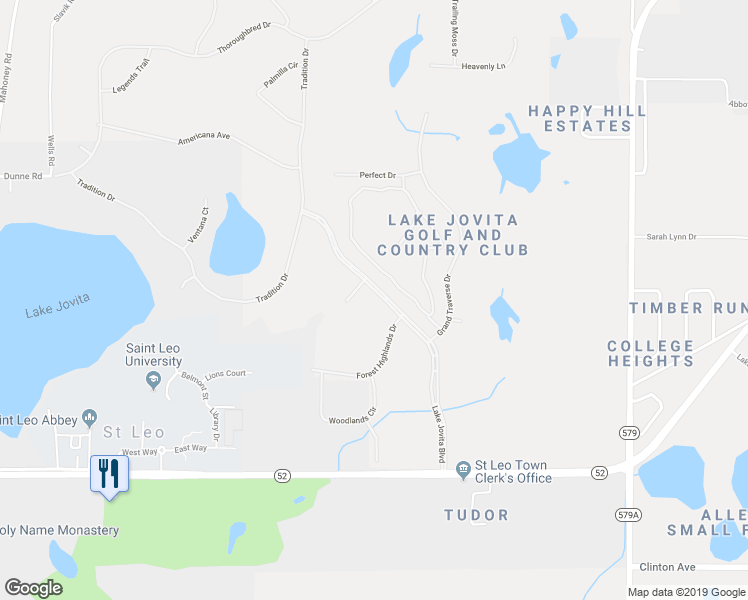 map of restaurants, bars, coffee shops, grocery stores, and more near 12703 Lake Jovita Boulevard in Dade City