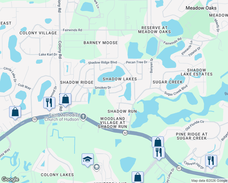 map of restaurants, bars, coffee shops, grocery stores, and more near 12427 Willow Tree Avenue in Hudson