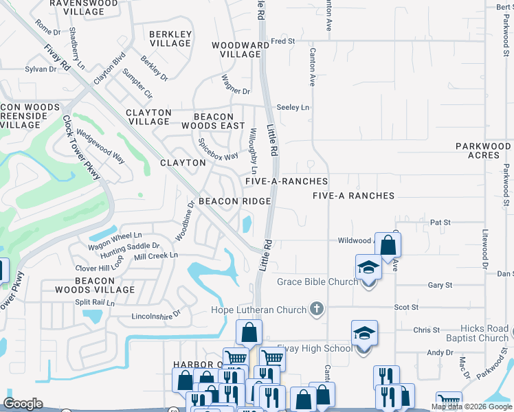 map of restaurants, bars, coffee shops, grocery stores, and more near 8914 Woodmill Drive in Hudson