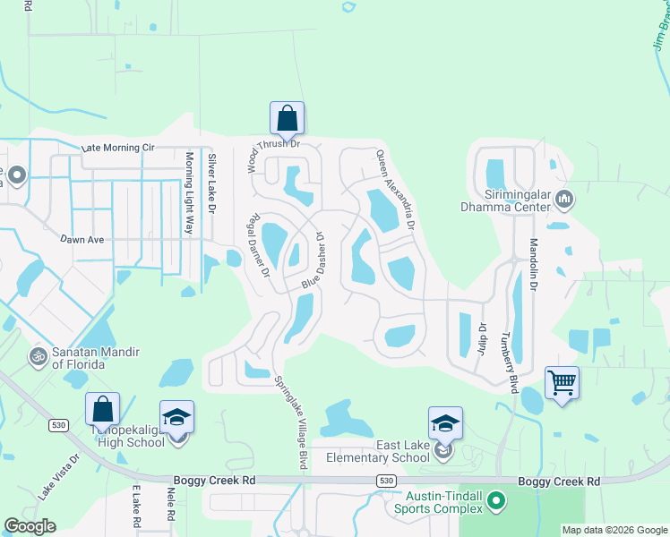 map of restaurants, bars, coffee shops, grocery stores, and more near 3164 Dasha Palm Drive in Kissimmee