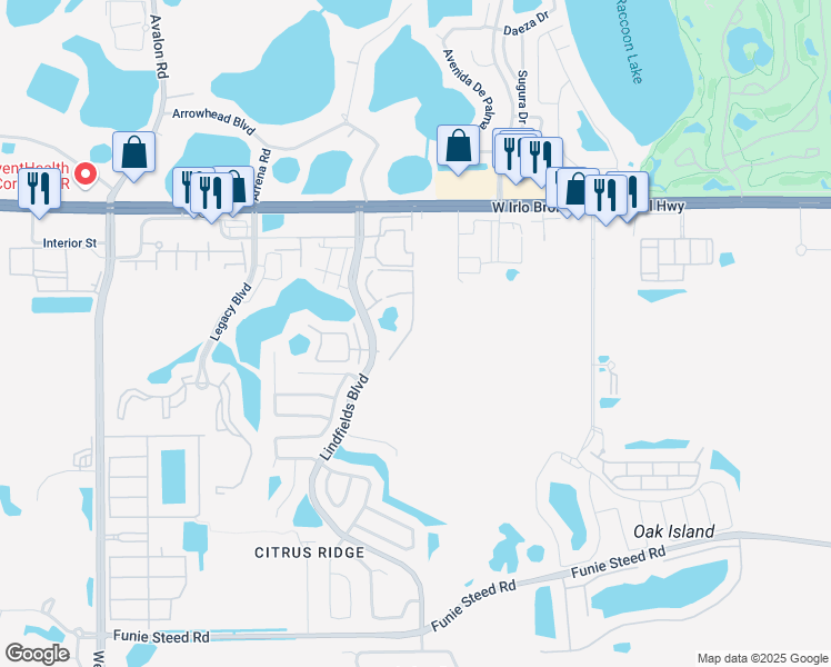 map of restaurants, bars, coffee shops, grocery stores, and more near 3141 Britannia Boulevard in Kissimmee