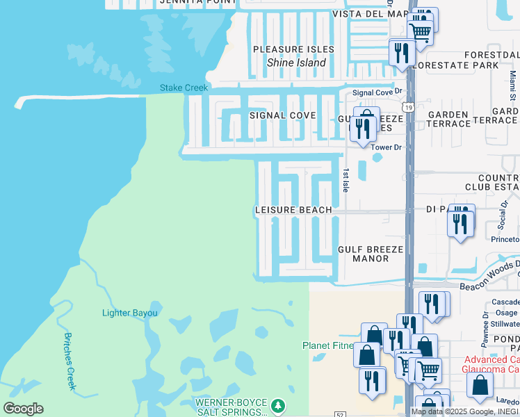 map of restaurants, bars, coffee shops, grocery stores, and more near 6417 Beach Blvd in Hudson