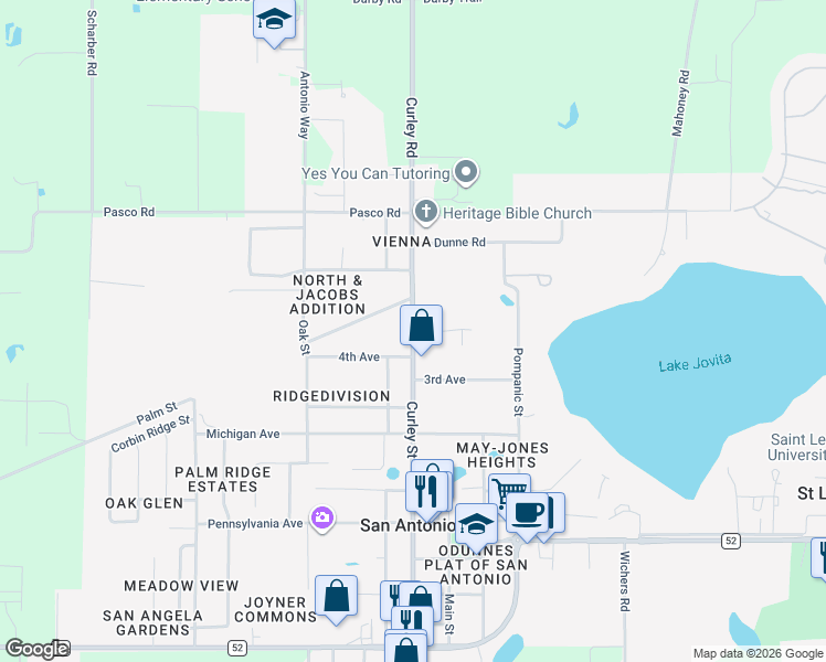 map of restaurants, bars, coffee shops, grocery stores, and more near County Road 577 in San Antonio