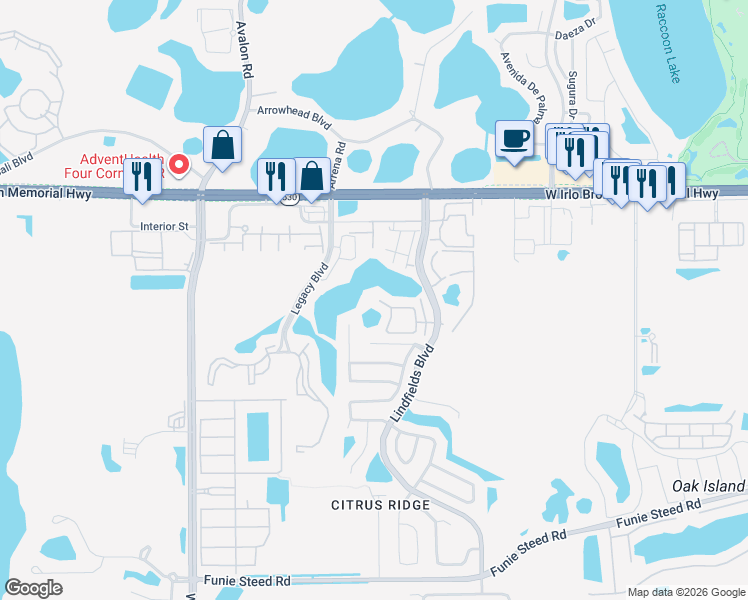 map of restaurants, bars, coffee shops, grocery stores, and more near 8805 Grand Palms Circle in Kissimmee