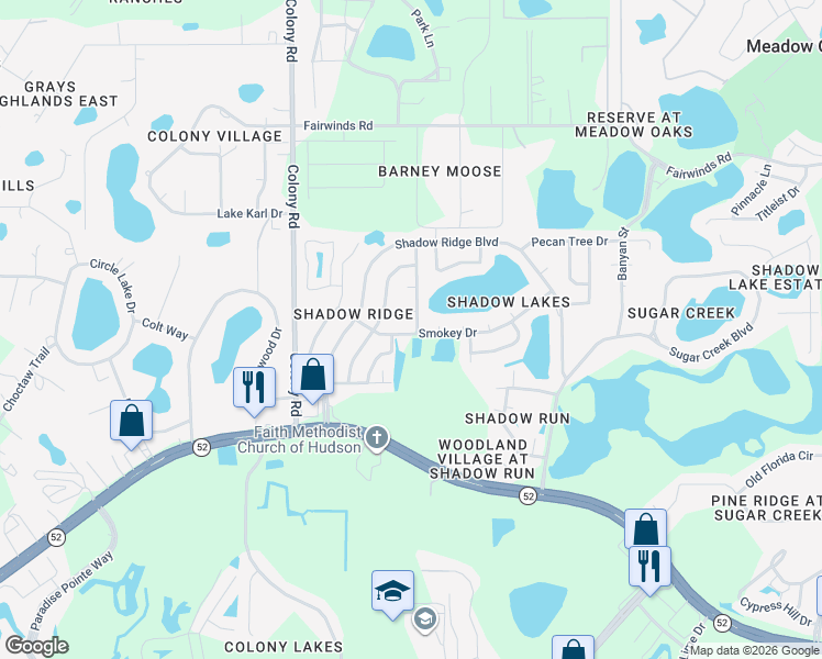 map of restaurants, bars, coffee shops, grocery stores, and more near 12233 Smokey Drive in Hudson