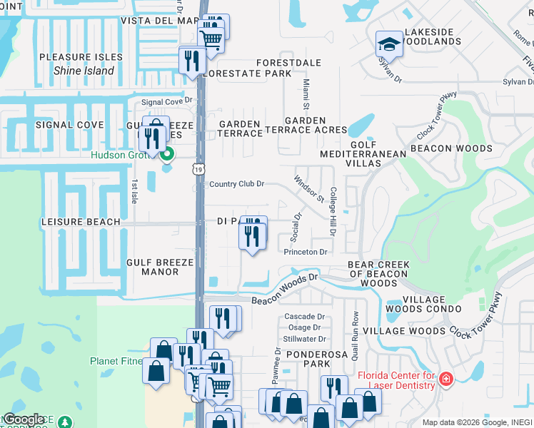 map of restaurants, bars, coffee shops, grocery stores, and more near 7212 Dipaola Drive in Hudson