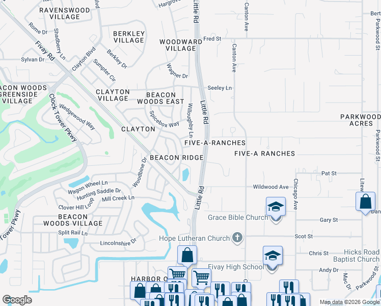 map of restaurants, bars, coffee shops, grocery stores, and more near 8914 Woodmill Drive in Hudson