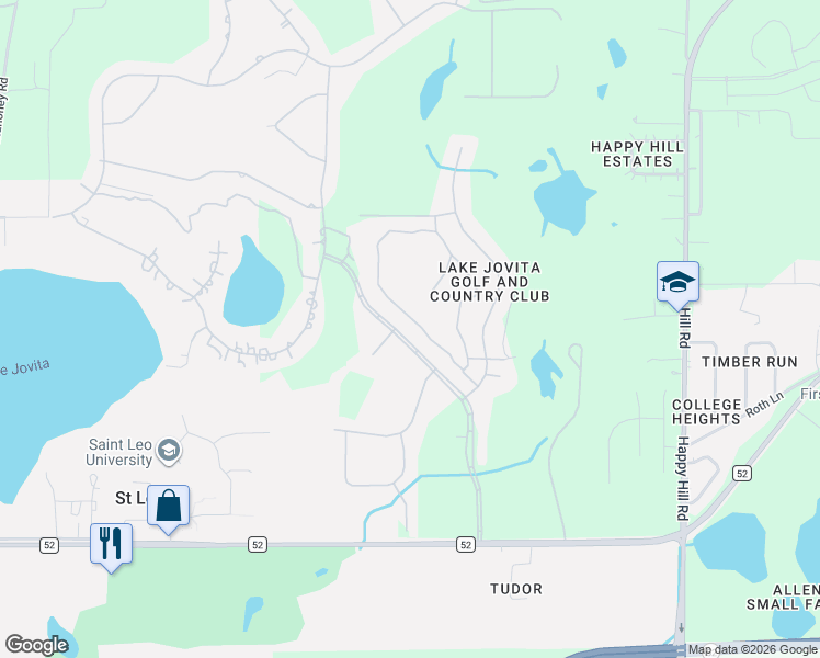 map of restaurants, bars, coffee shops, grocery stores, and more near 12703 Lake Jovita Boulevard in Dade City