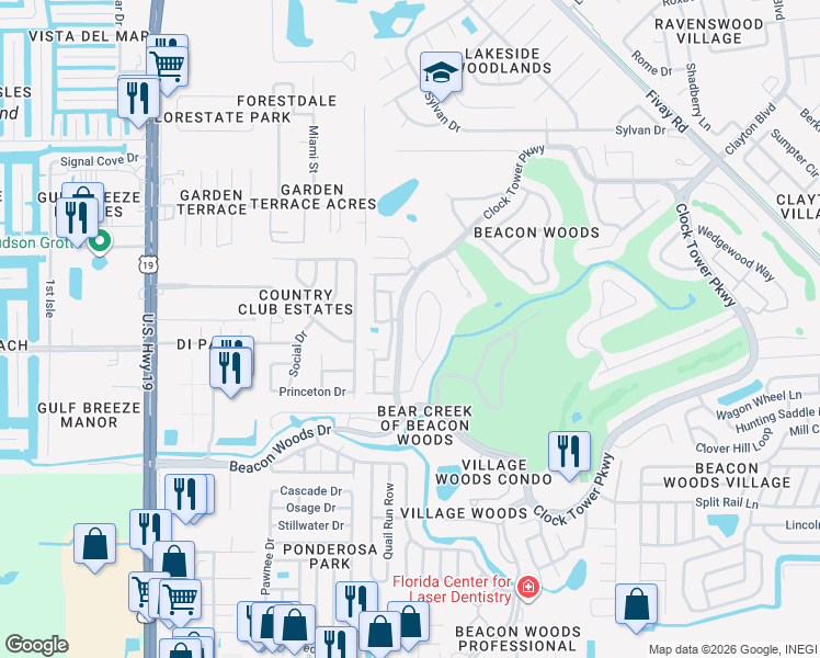map of restaurants, bars, coffee shops, grocery stores, and more near 12801 Candlewood Way in Hudson
