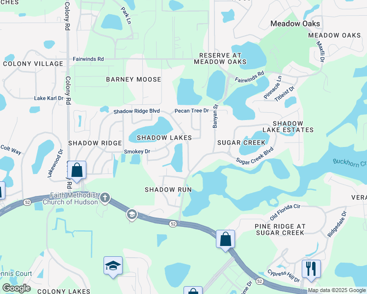 map of restaurants, bars, coffee shops, grocery stores, and more near 12624 Shadow Ridge Boulevard in Hudson