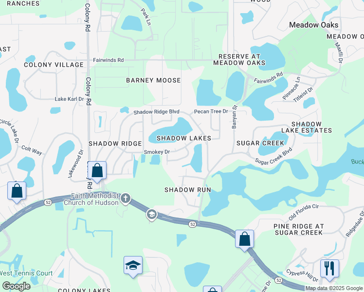 map of restaurants, bars, coffee shops, grocery stores, and more near 12501 Smokey Drive in Hudson