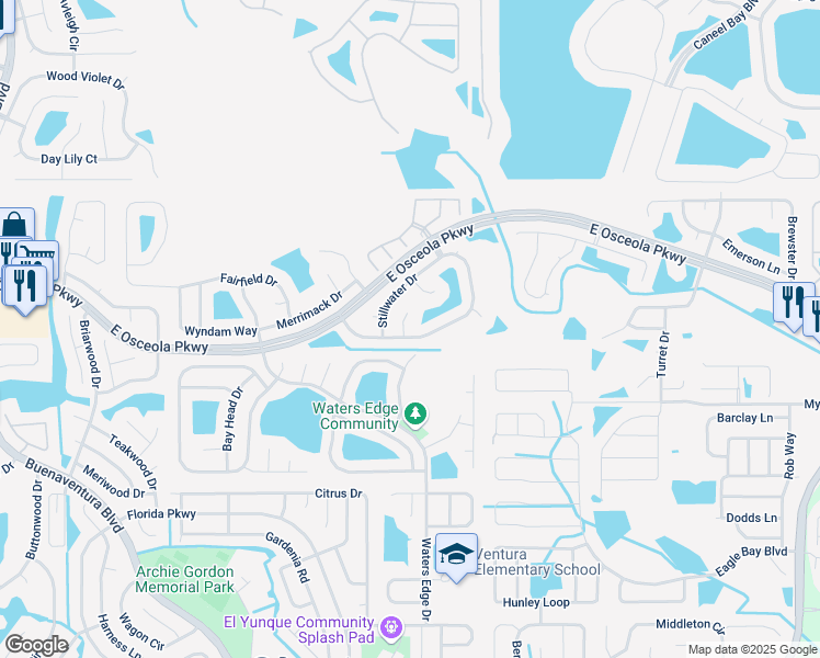 map of restaurants, bars, coffee shops, grocery stores, and more near 3103 Turtle Creek Place in Kissimmee
