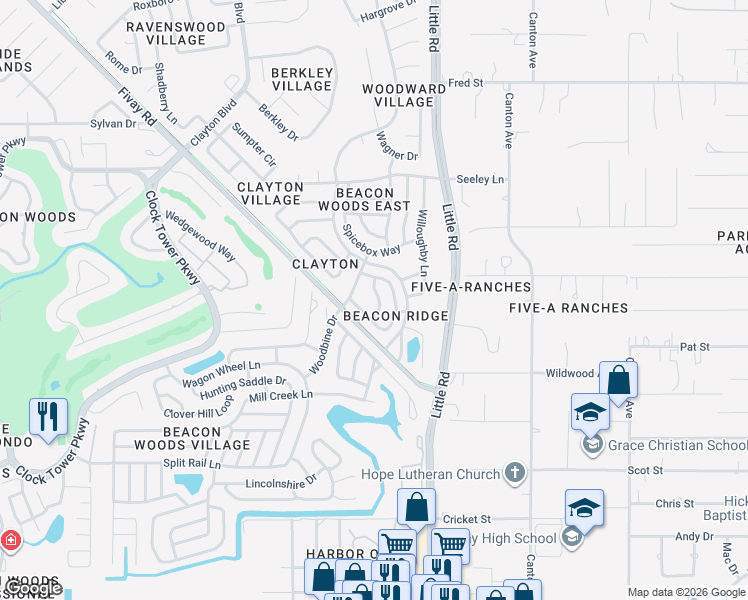 map of restaurants, bars, coffee shops, grocery stores, and more near 12807 Winding Way in Hudson