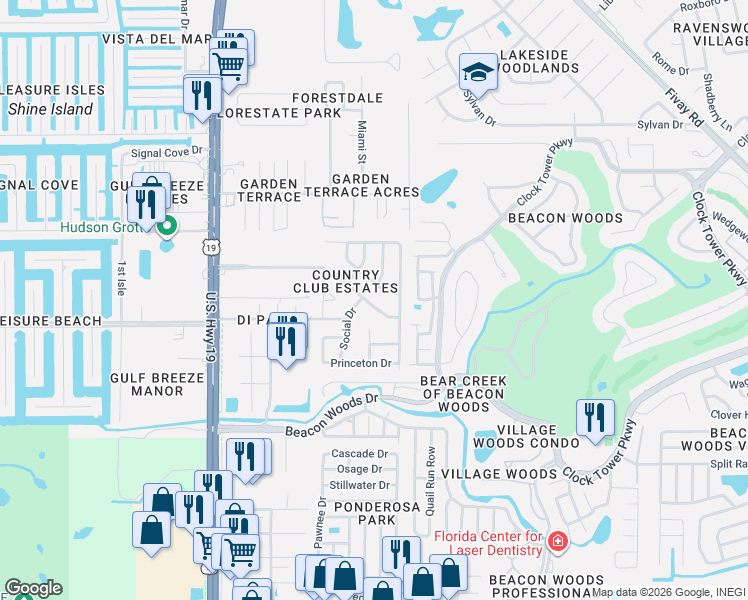 map of restaurants, bars, coffee shops, grocery stores, and more near 12810 Kings Manor Avenue in Hudson