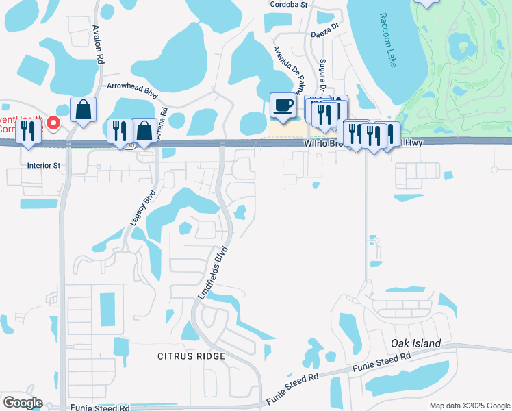 map of restaurants, bars, coffee shops, grocery stores, and more near 3155 Britannia Boulevard in Kissimmee