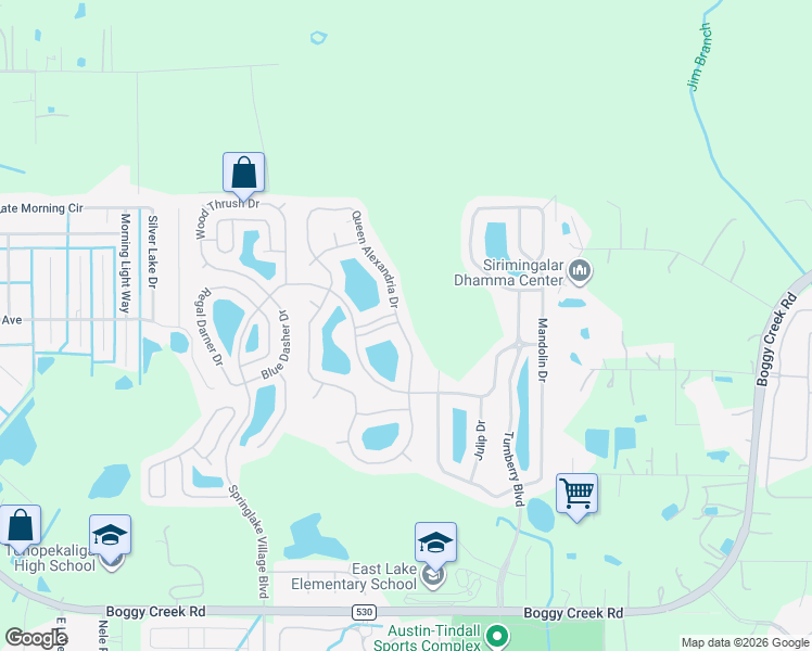 map of restaurants, bars, coffee shops, grocery stores, and more near 3129 Queen Alexandria Drive in Kissimmee