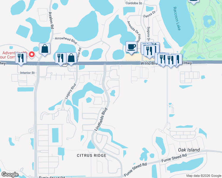 map of restaurants, bars, coffee shops, grocery stores, and more near 8713 Rockingham Terrace in Kissimmee