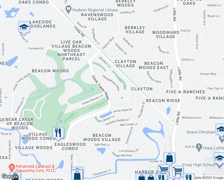 map of restaurants, bars, coffee shops, grocery stores, and more near 12901 Fairway Drive in Hudson