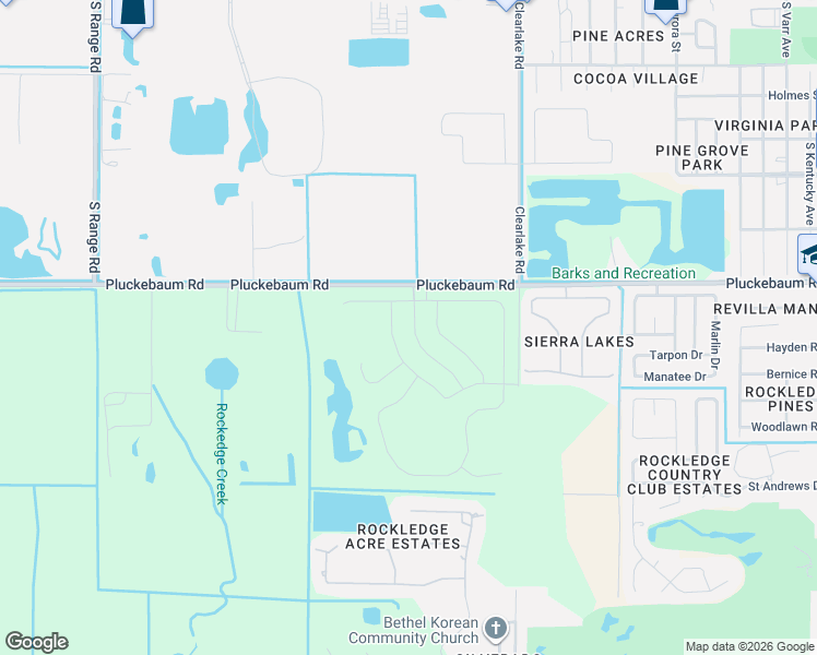 map of restaurants, bars, coffee shops, grocery stores, and more near 1709 Pluckebaum Road in Cocoa