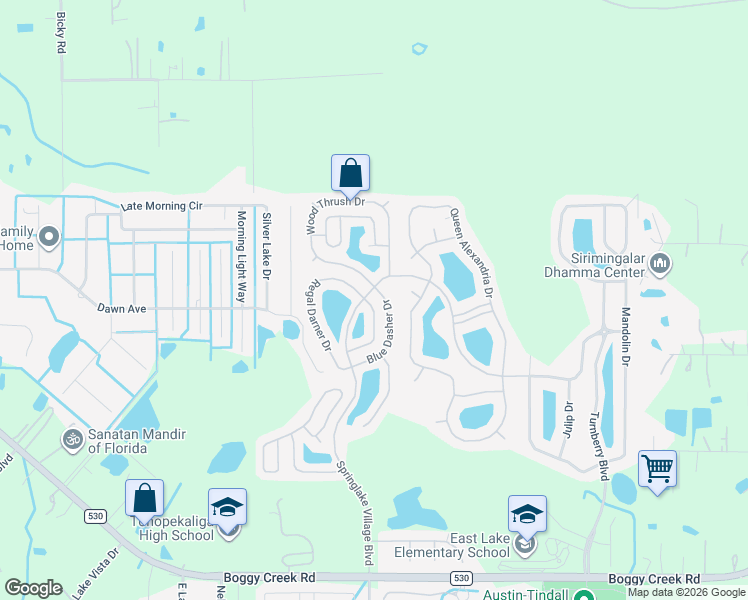 map of restaurants, bars, coffee shops, grocery stores, and more near 3822 Swallowtail Lane in Kissimmee