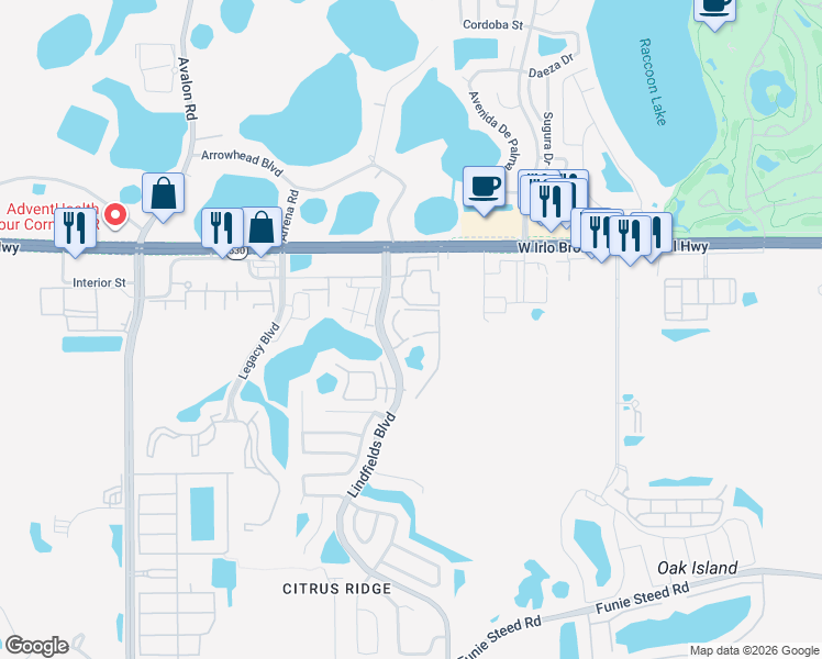 map of restaurants, bars, coffee shops, grocery stores, and more near 8713 Rockingham Terrace in Kissimmee