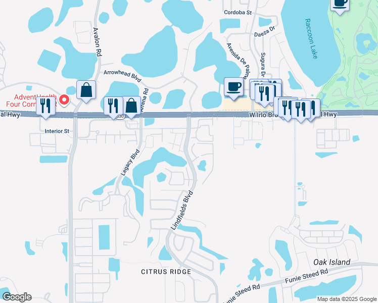 map of restaurants, bars, coffee shops, grocery stores, and more near 3168 Tamarind Circle in Kissimmee