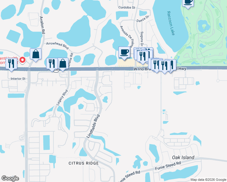 map of restaurants, bars, coffee shops, grocery stores, and more near 8716 Rockingham Terrace in Kissimmee