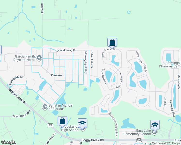 map of restaurants, bars, coffee shops, grocery stores, and more near 3729 Silver Lake Drive in Kissimmee