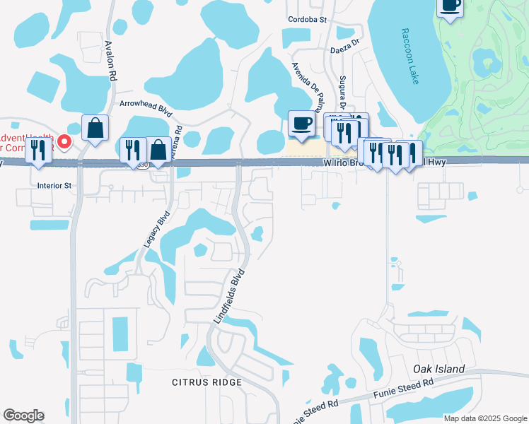map of restaurants, bars, coffee shops, grocery stores, and more near 8713 Rockingham Terrace in Kissimmee